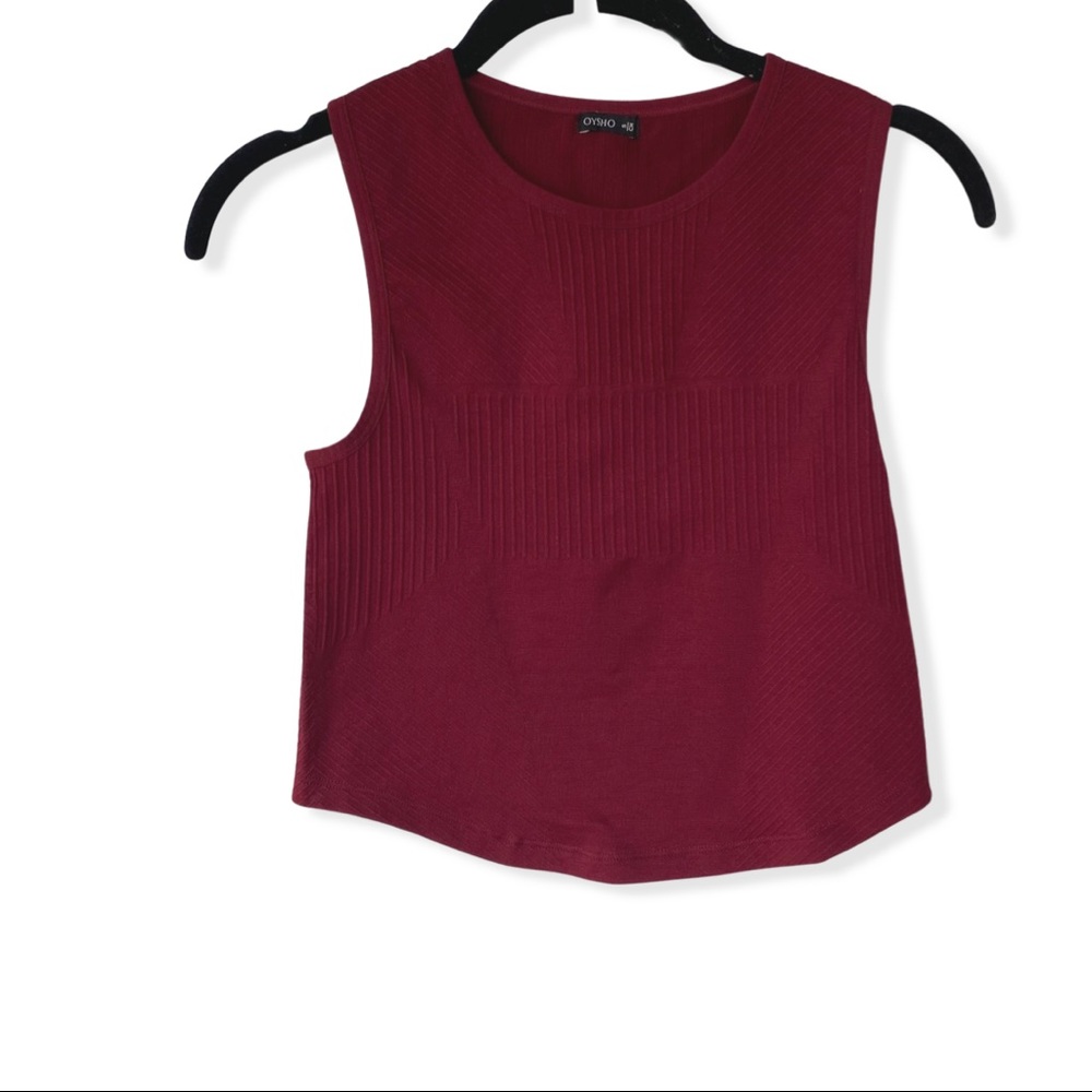 Oysho Burgundy Stretch Cropped Tank EUC